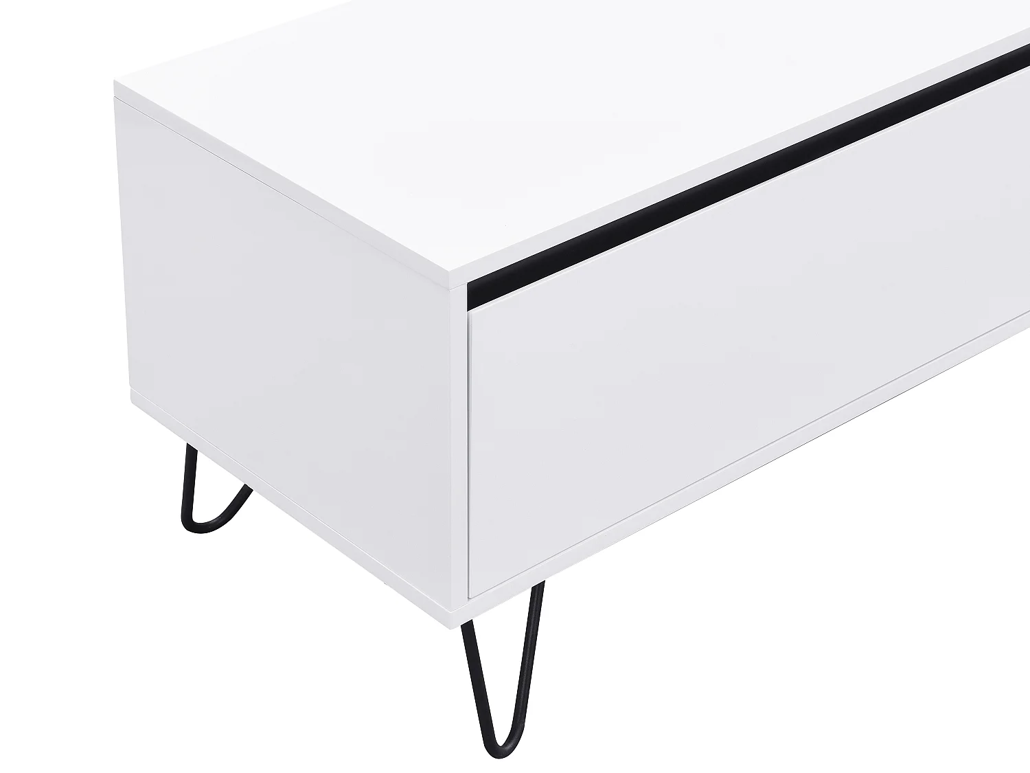 Meuble TV avec 2 portes en MDF et acier - Blanc et Noir - ABUJA de Pascal Morabito