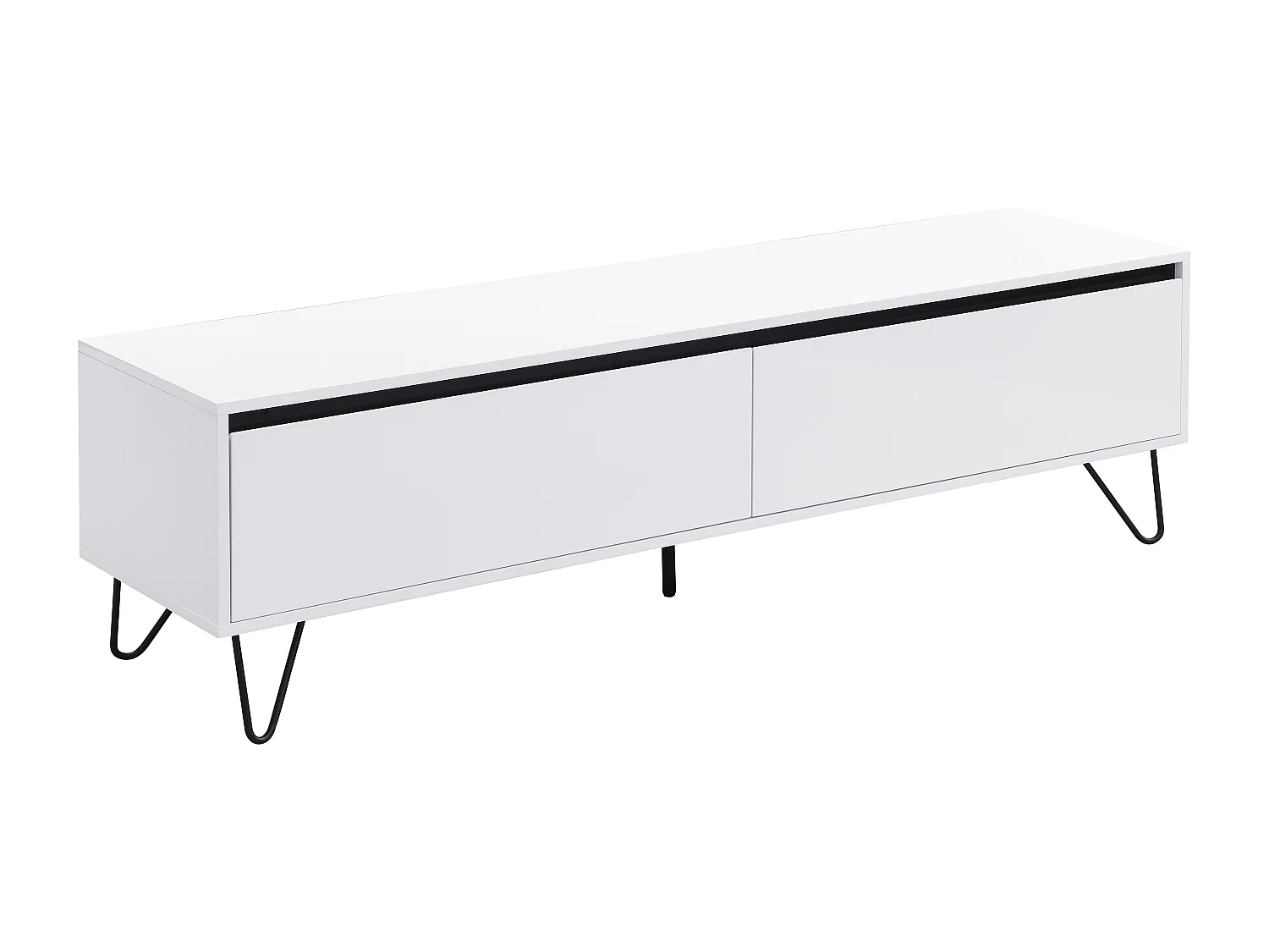 Meuble TV avec 2 portes en MDF et acier - Blanc et Noir - ABUJA de Pascal Morabito