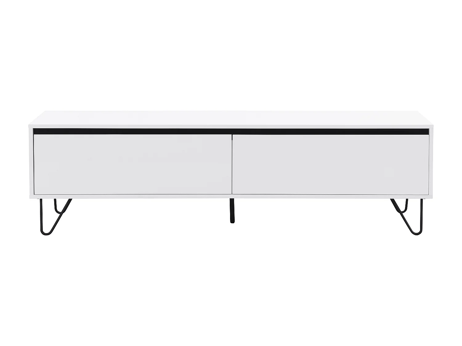 Meuble TV avec 2 portes en MDF et acier - Blanc et Noir - ABUJA de Pascal Morabito