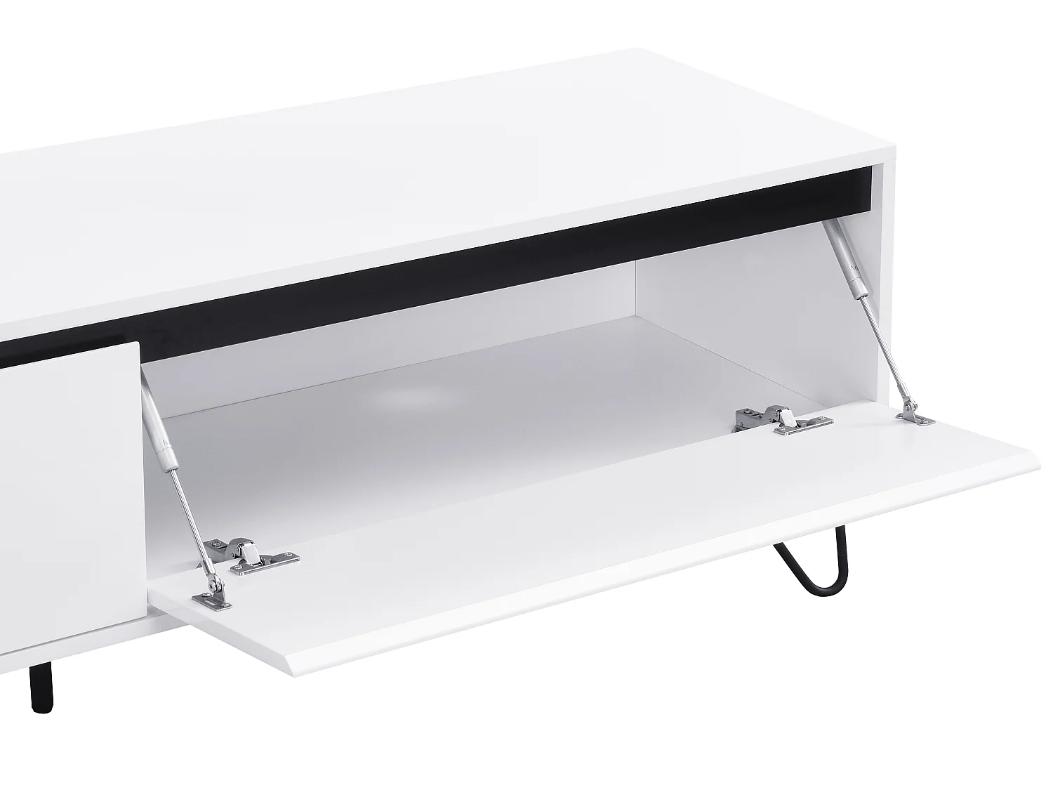 Meuble TV avec 2 portes en MDF et acier - Blanc et Noir - ABUJA de Pascal Morabito