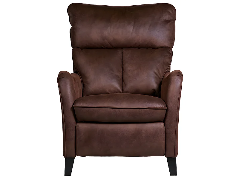 Fauteuil relax manuel en microfibre couleur chocolat - L. 76 x P. 90 x H. 108 cm