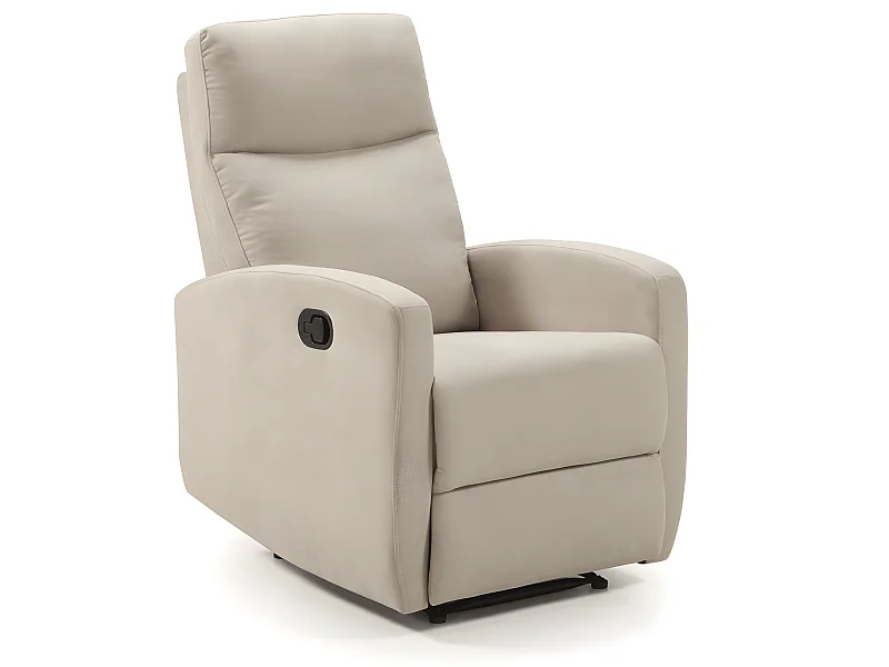 Fauteuil relax manuel en tissu waterproof couleur Ivoire - L. 66 x P. 88 x H. 103 cm