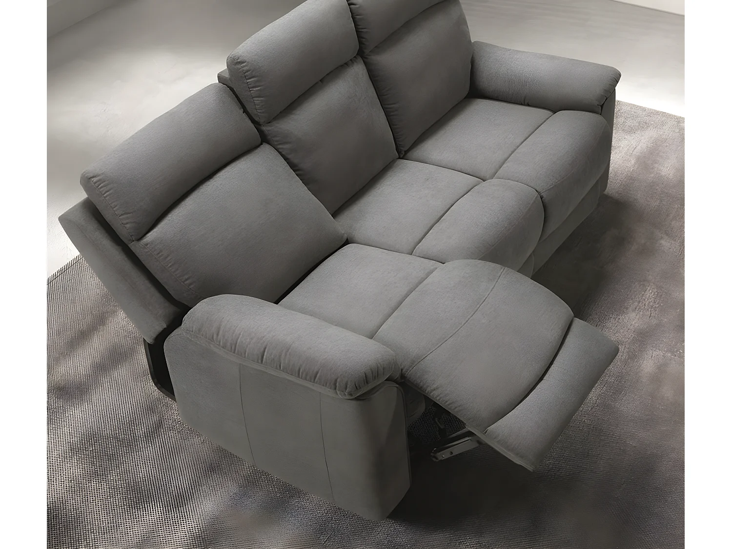 Ensemble canapé de 3 places relax manuel + canapé de 2 places fixes en tissu