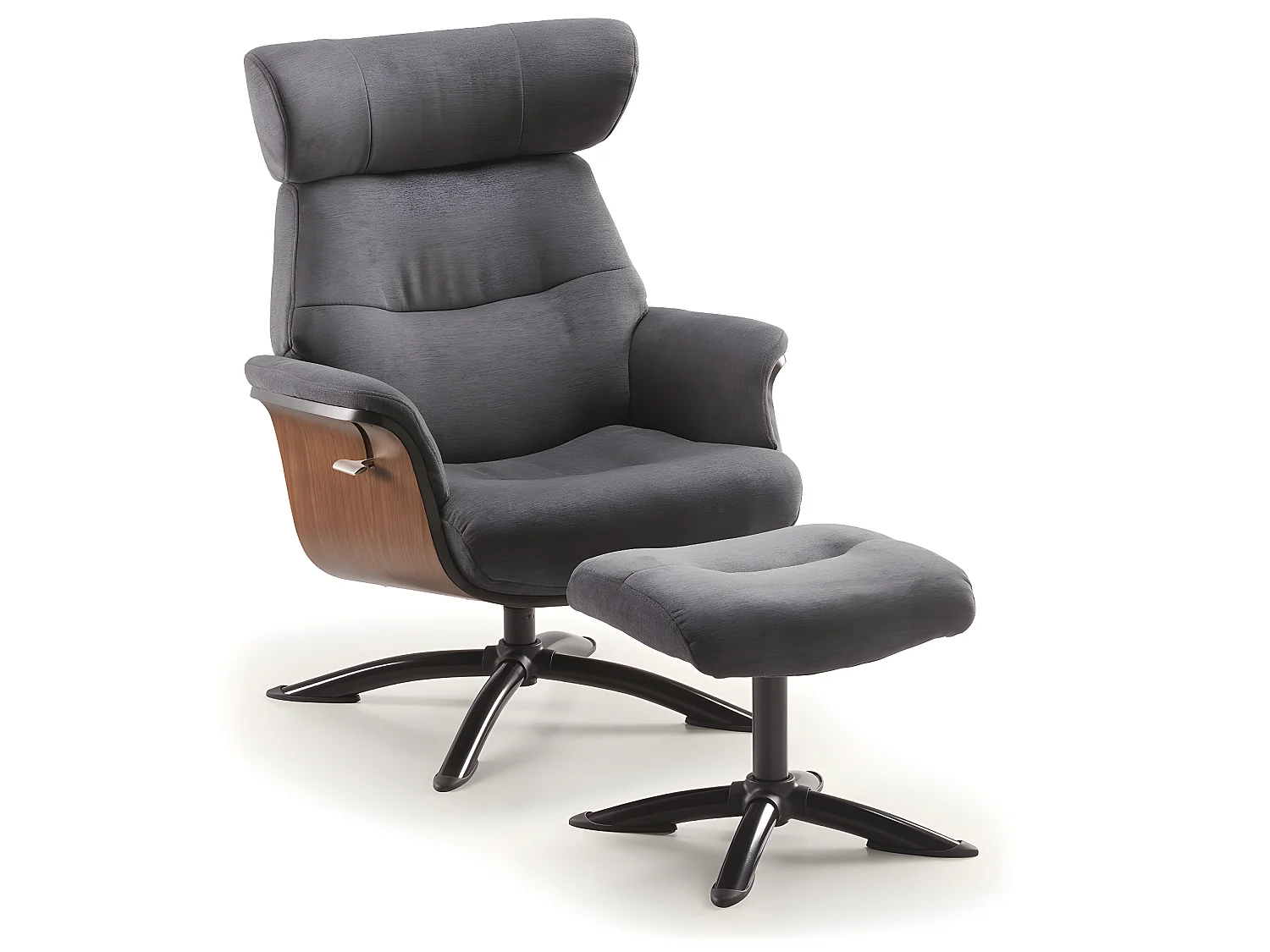 Fauteuil relax manuel en microfibre couleur Bleu foncé avec repose-pieds