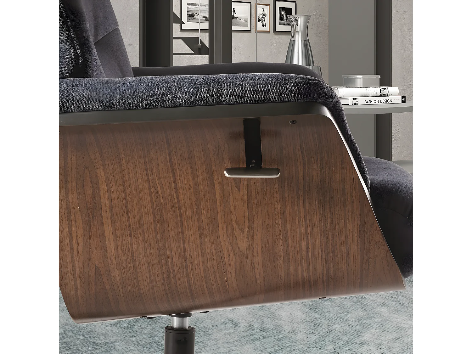 Fauteuil relax manuel en microfibre couleur Bleu foncé avec repose-pieds