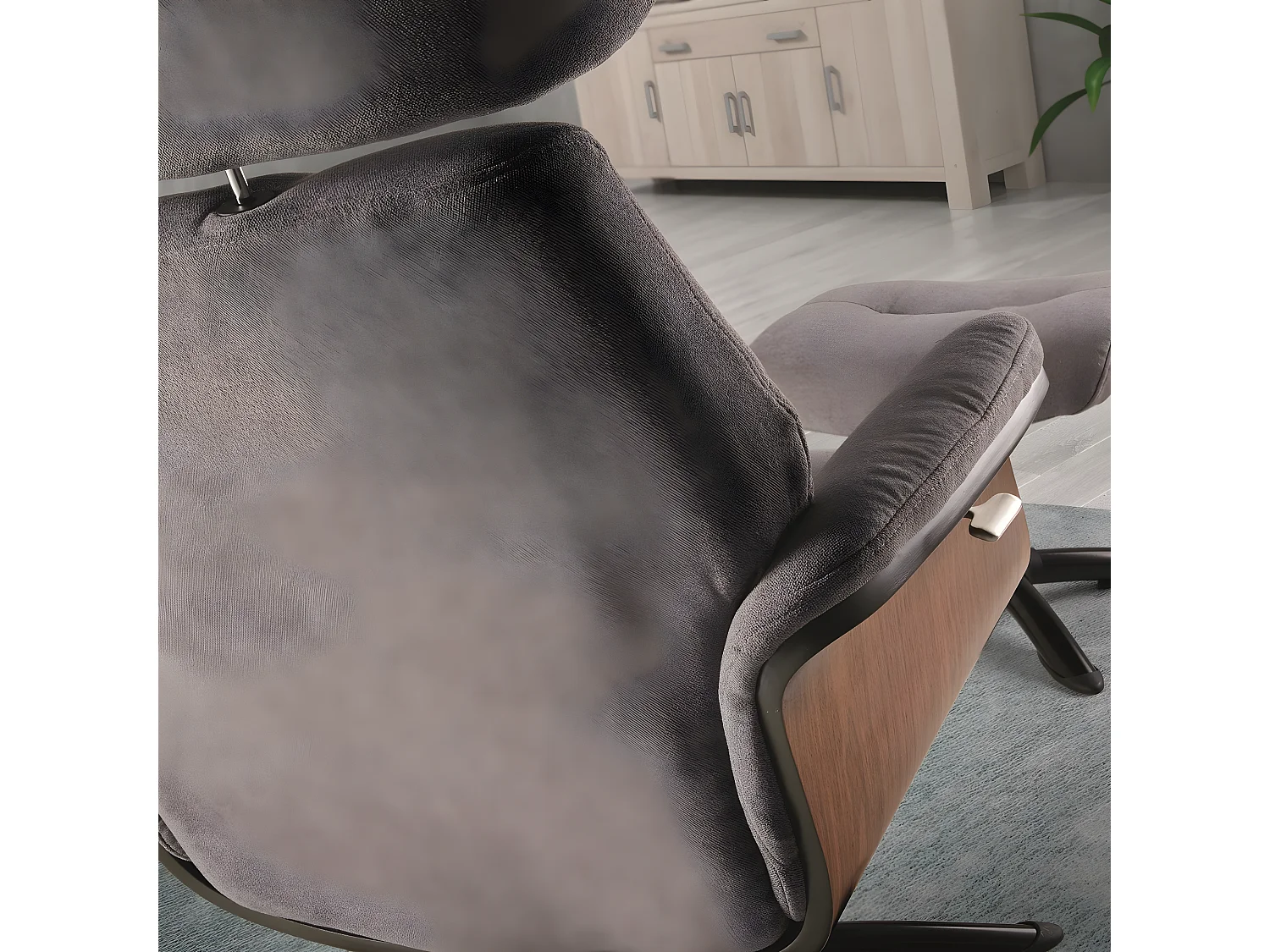 Fauteuil relax manuel en microfibre couleur Bleu foncé avec repose-pieds