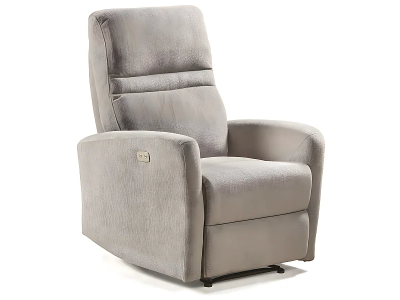 Fauteuil relax électrique en microfibre couleur Gris clair - L. 77 x P. 84 x H. 109 cm