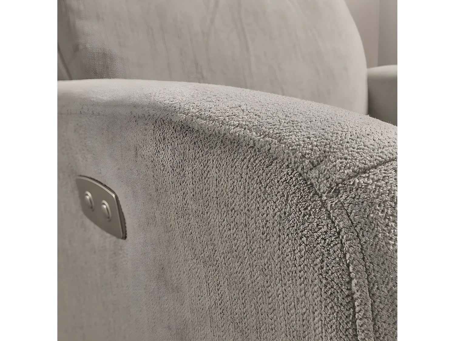 Fauteuil relax électrique en microfibre couleur Gris clair - L. 77 x P. 84 x H. 109 cm