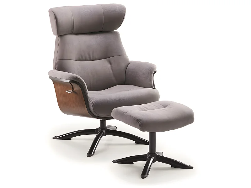 Fauteuil relax manuel en microfibre couleur Gris avec repose-pieds