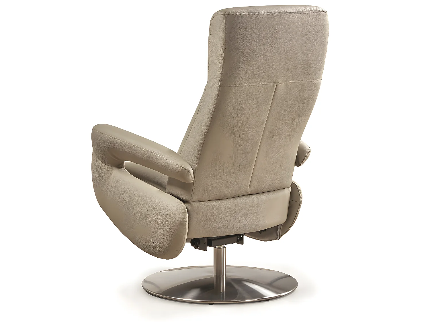 Fauteuil relax électrique en cuir couleur Gris clair - L. 77 x P. 82 x H. 114 cm