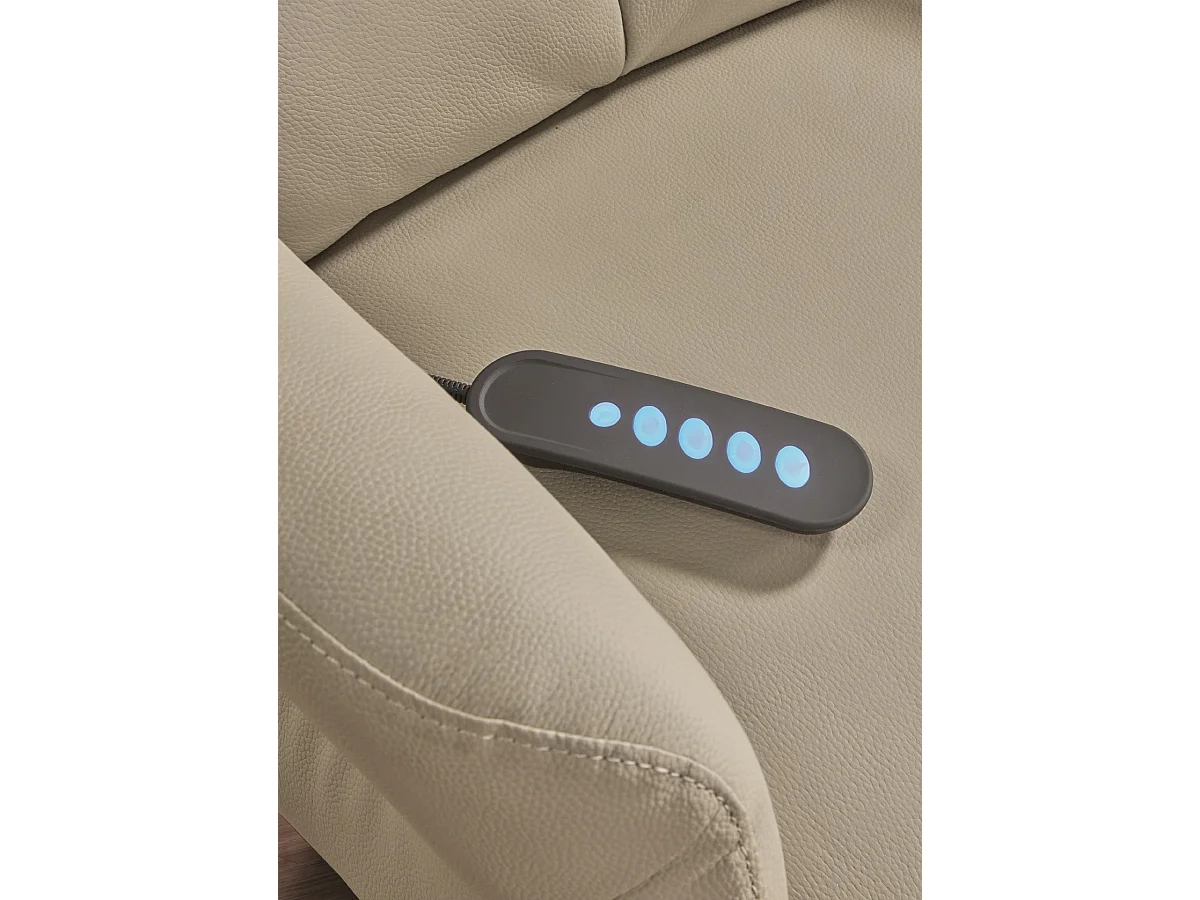 Fauteuil relax électrique en cuir couleur Gris clair - L. 77 x P. 82 x H. 114 cm