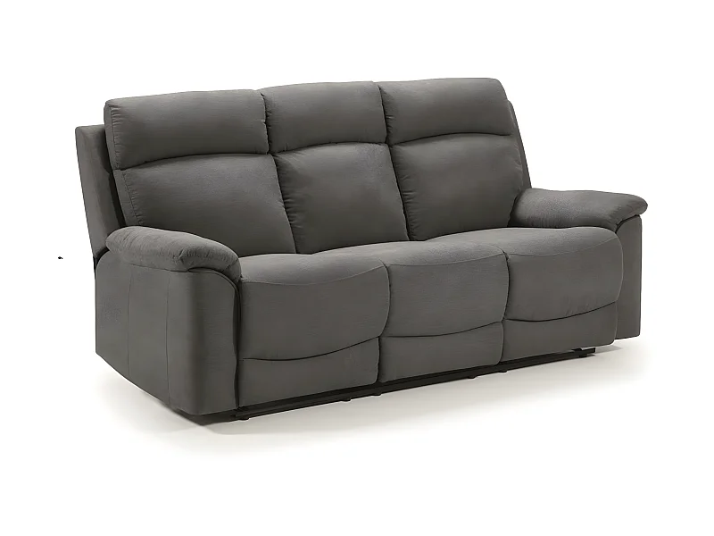 Canapé de 3 places (2 relax manuel) en tissu couleur Gris foncé