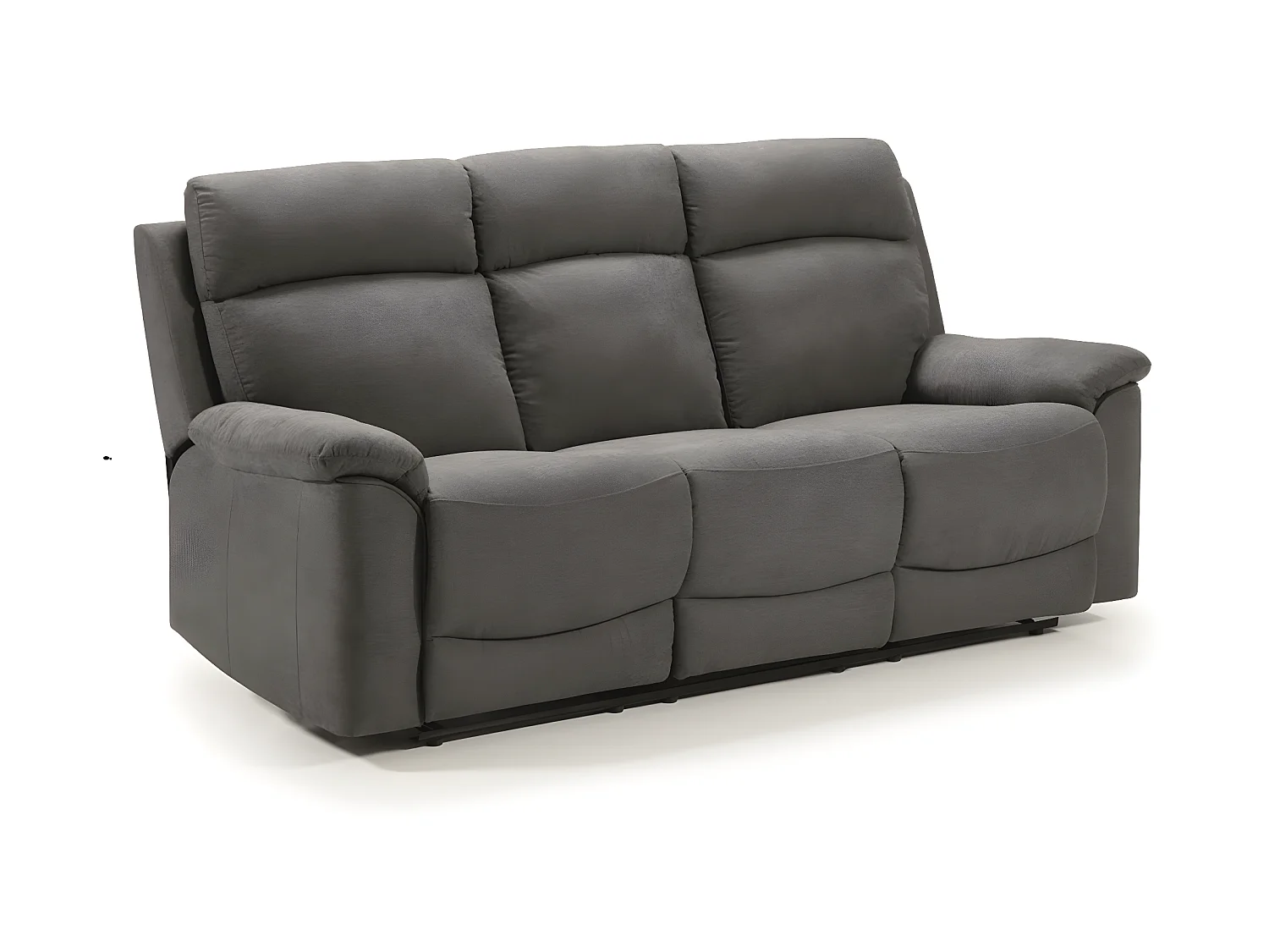 Canapé de 3 places (2 relax manuel) en tissu couleur Gris foncé