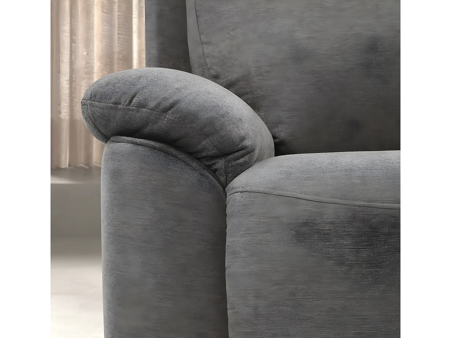 Canapé de 3 places (2 relax manuel) en tissu couleur Gris foncé