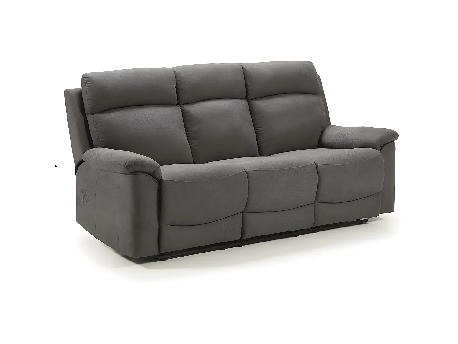 Canapé de 3 places (2 relax manuel) en tissu couleur Gris foncé