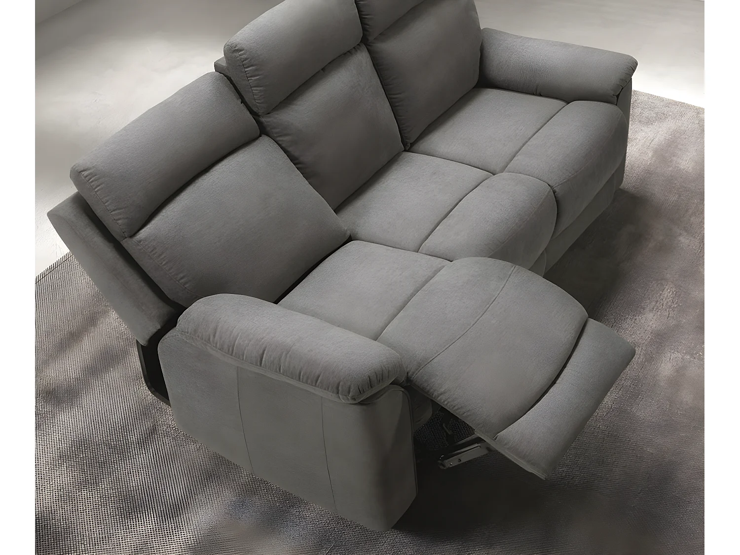 Canapé de 3 places (2 relax manuel) en tissu couleur Gris foncé