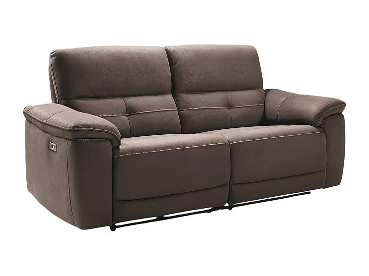 Canapé de 3 places (2 relax électriques) en tissu New Nobuck couleur Gris foncé