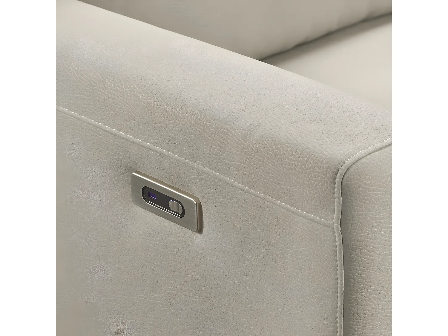 Canapé de 3 places (2 relax électriques) en tissu New Nobuck couleur Beige