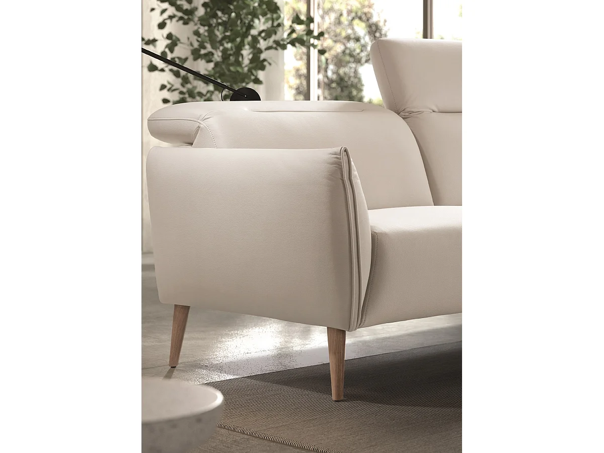 Canapé de 3 places en tissu couleur Beige - L. 188 x P. 90 x H. 103 cm