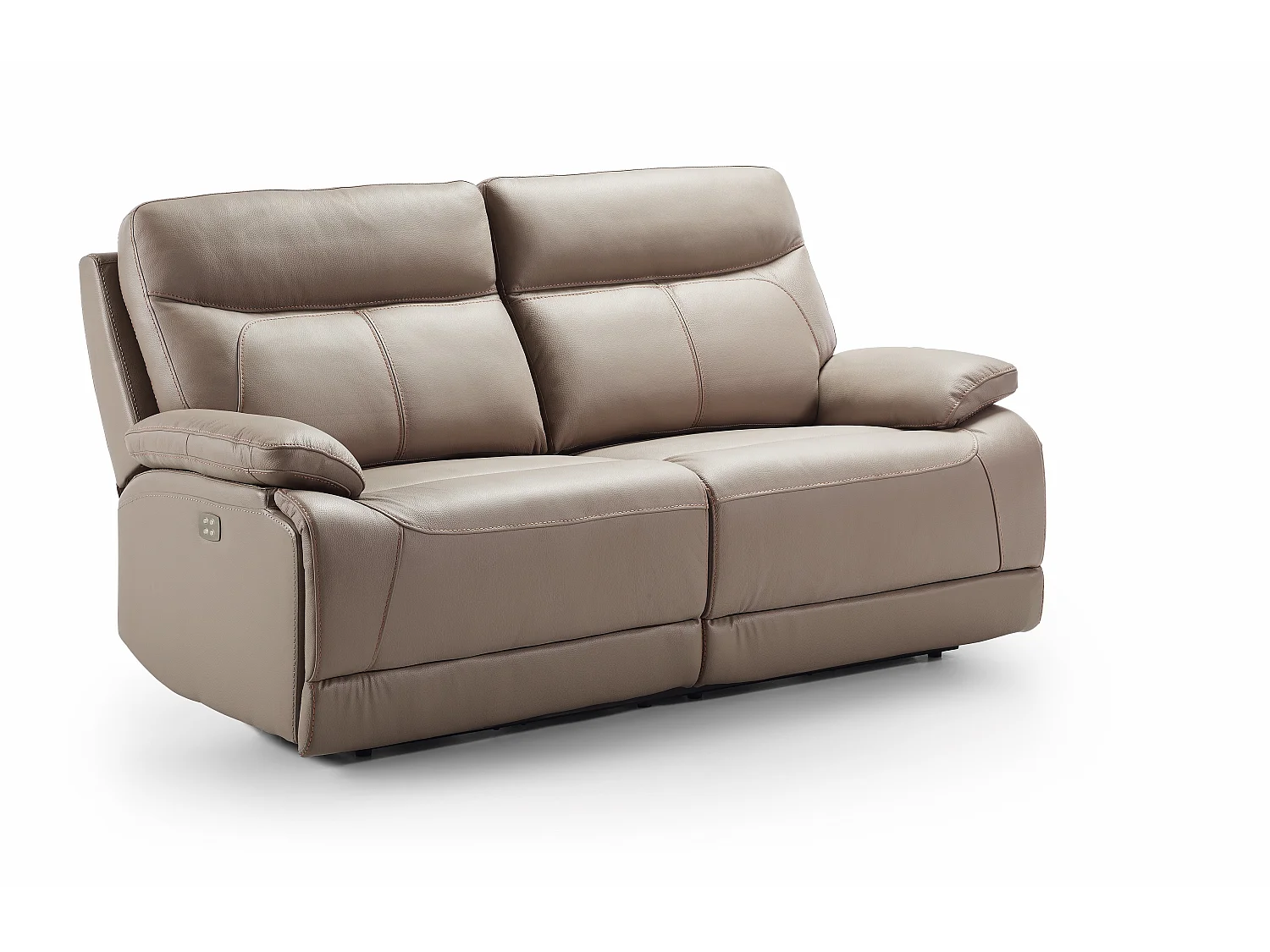 Canapé de 3 places (2 relax électriques) en Cuir/PVC couleur Gris