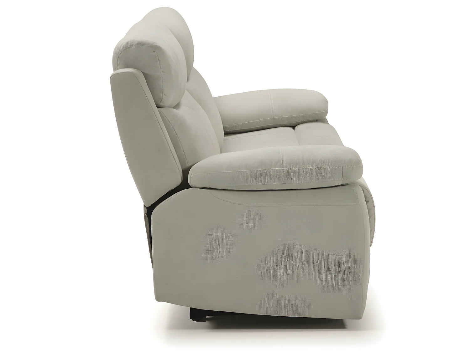 Canapé de 3 places, relax manuel en tissu couleur Gris perle - L. 190 x P. 90 x H. 103 cm