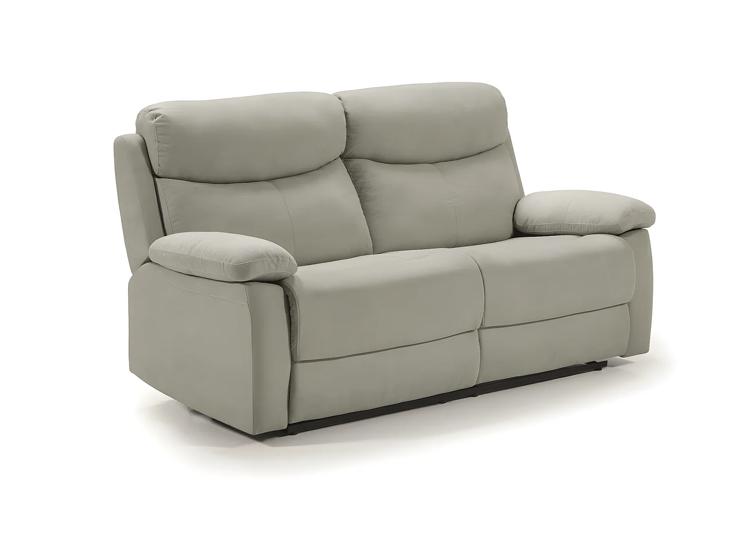 Canapé de 3 places, relax manuel en tissu couleur Gris perle - L. 190 x P. 90 x H. 103 cm