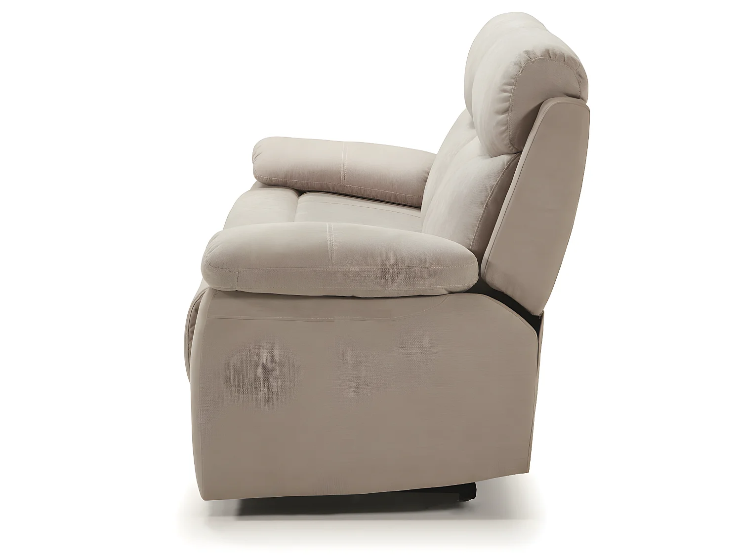 Canapé de 3 places, relax manuel en tissu couleur Crème - L. 190 x P. 90 x H. 103 cm