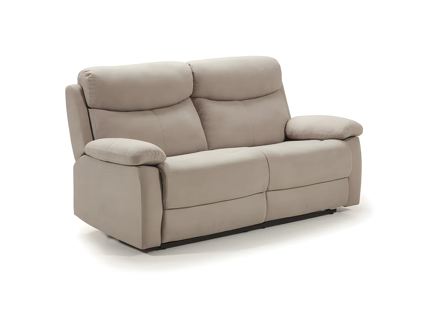 Canapé de 3 places, relax manuel en tissu couleur Crème - L. 190 x P. 90 x H. 103 cm