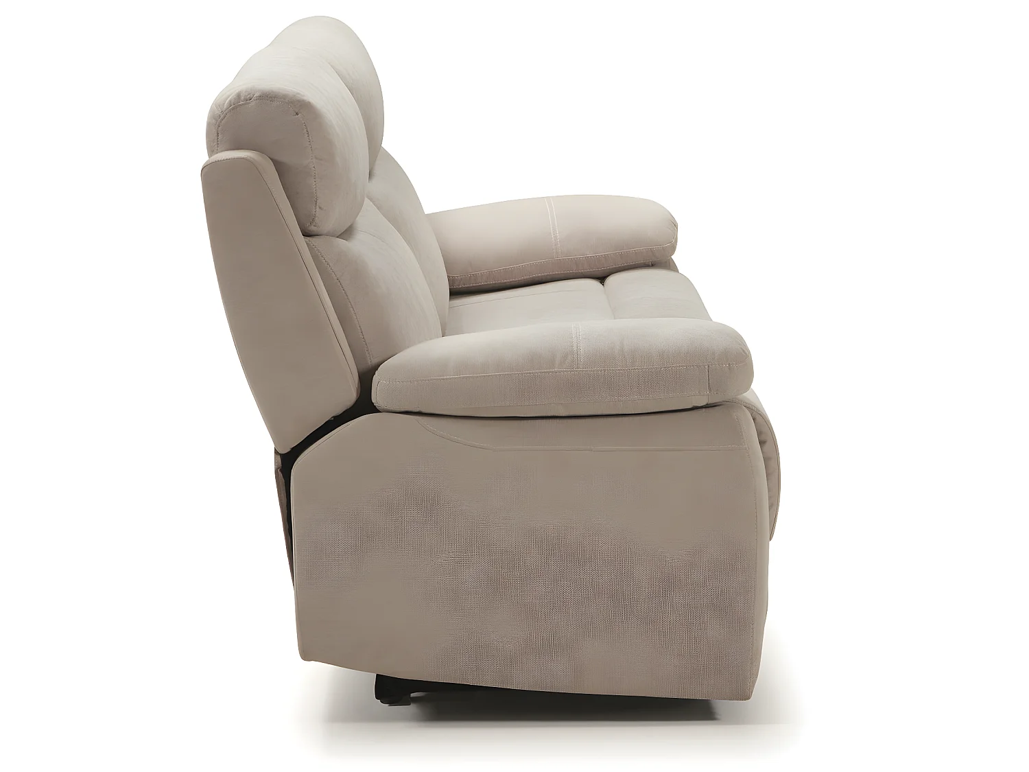 Canapé de 3 places, relax manuel en tissu couleur Crème - L. 190 x P. 90 x H. 103 cm