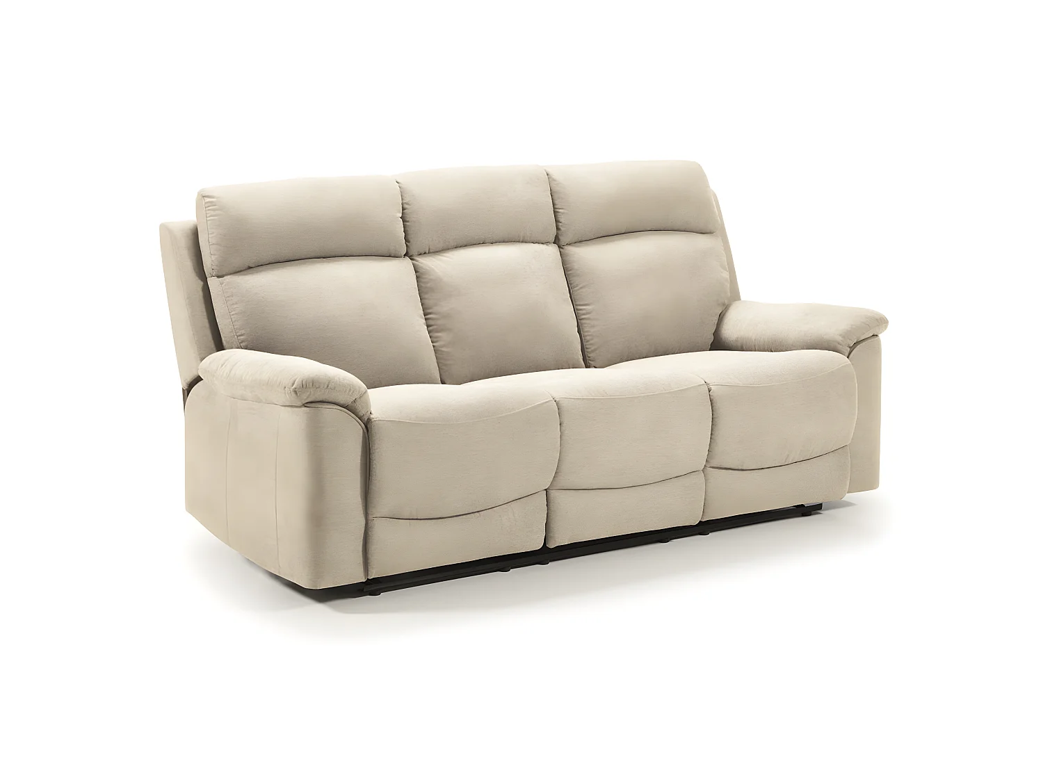 Canapé de 3 places (2 relax manuel) en tissu couleur Ivoire - L. 192 x P. 87 x H. 99 cm