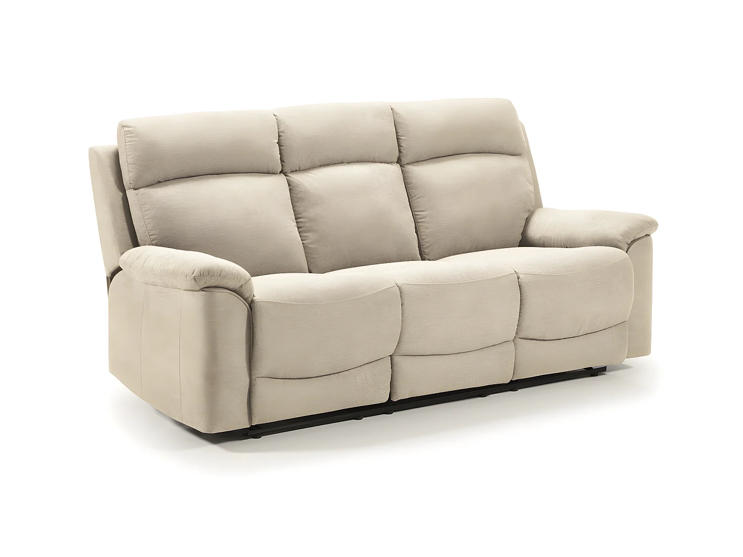 Canapé de 3 places (2 relax manuel) en tissu couleur Ivoire - L. 192 x P. 87 x H. 99 cm