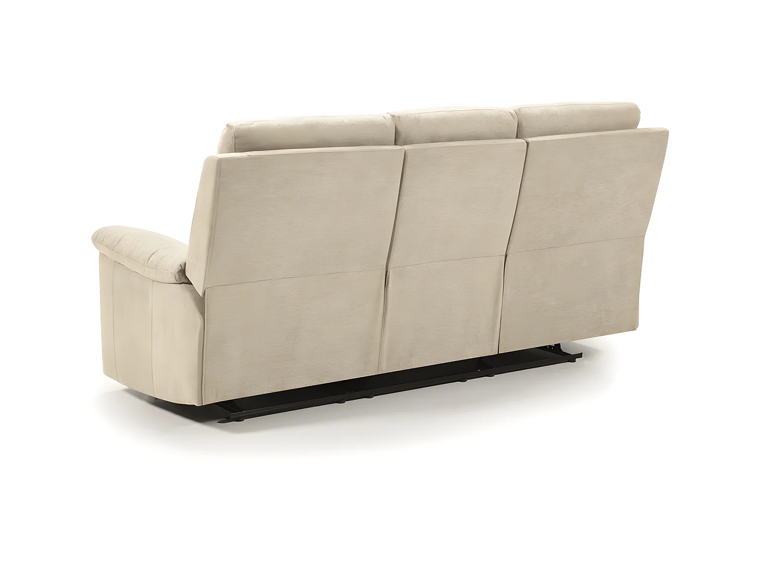 Canapé de 3 places (2 relax manuel) en tissu couleur Ivoire - L. 192 x P. 87 x H. 99 cm