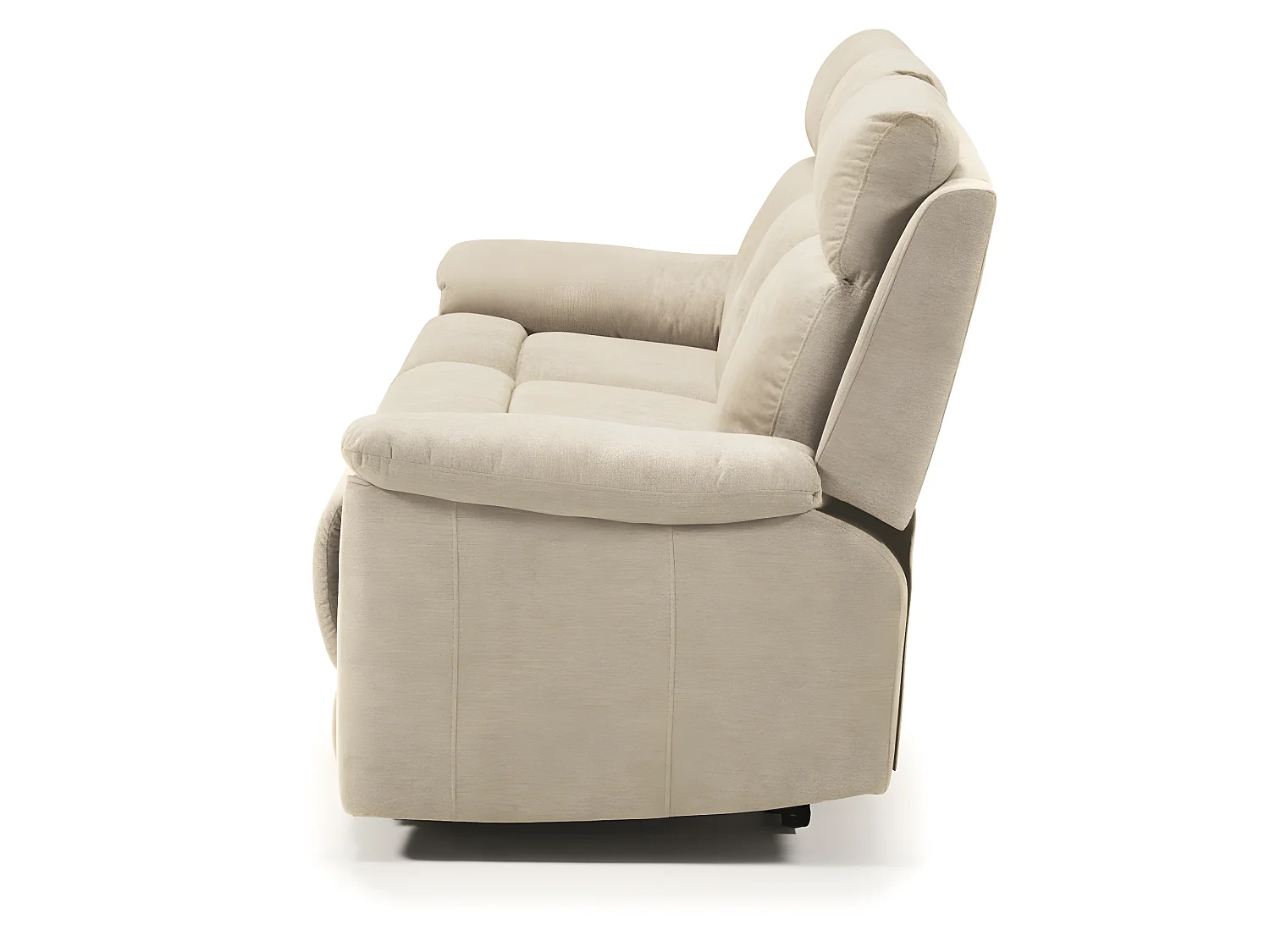 Canapé de 3 places (2 relax manuel) en tissu couleur Ivoire - L. 192 x P. 87 x H. 99 cm