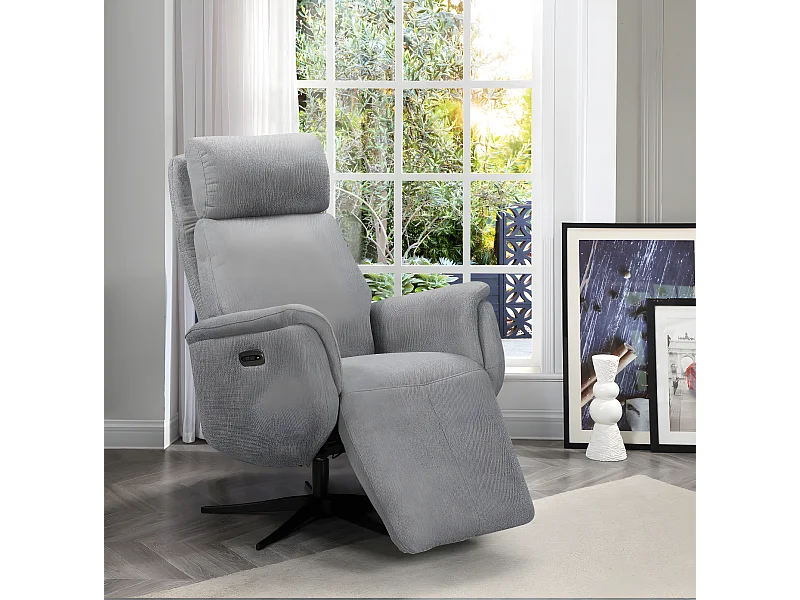 Fauteuil relax électrique en tissu polyester couleur Gris clair