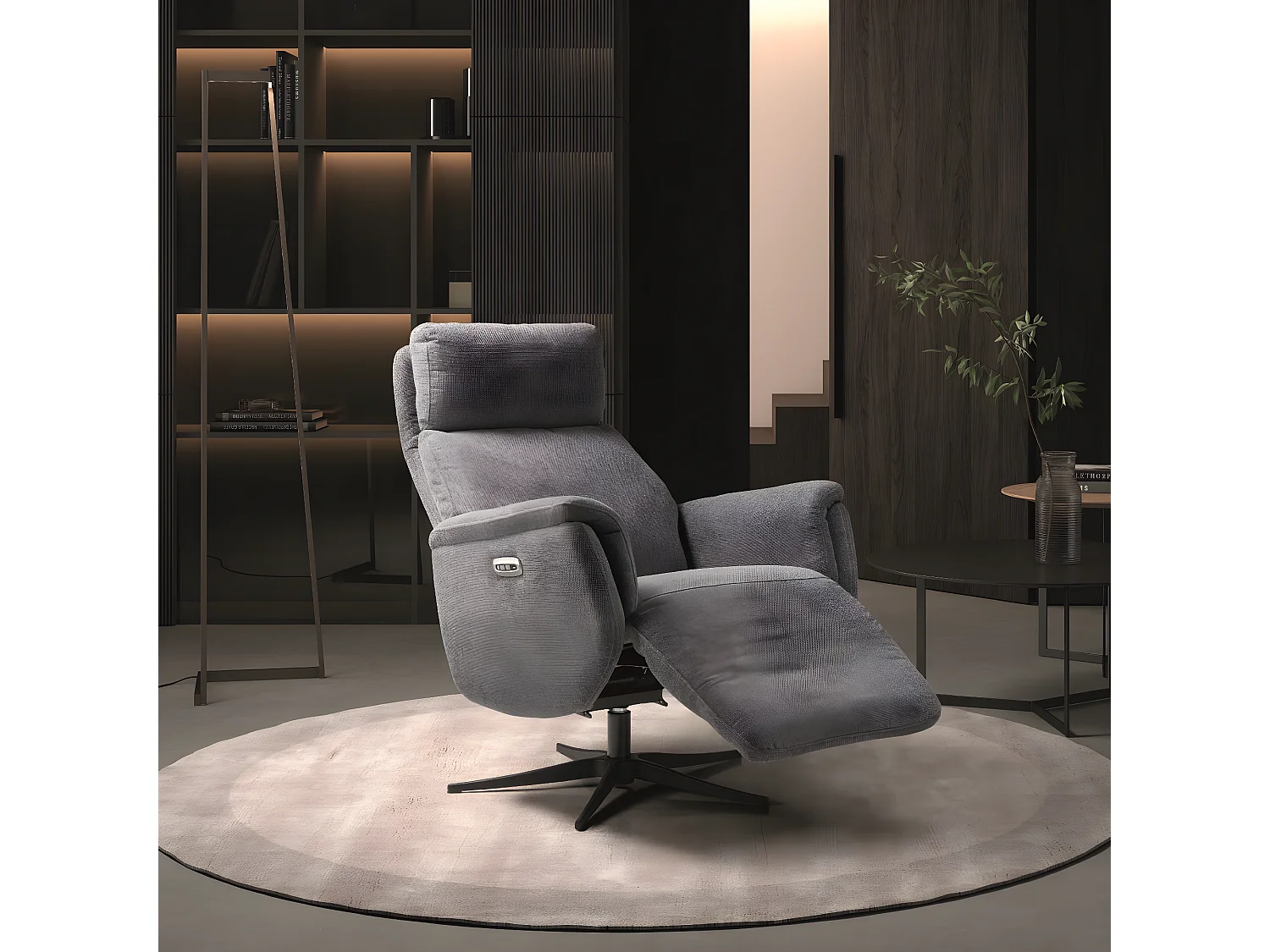 Fauteuil relax électrique en tissu polyester couleur Gris foncé