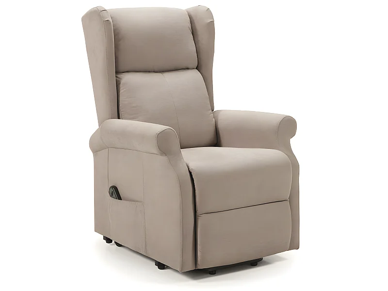 Fauteuil relax électrique releveur en tissu couleur Crème - L. 73 x P. 90 x H. 110 cm