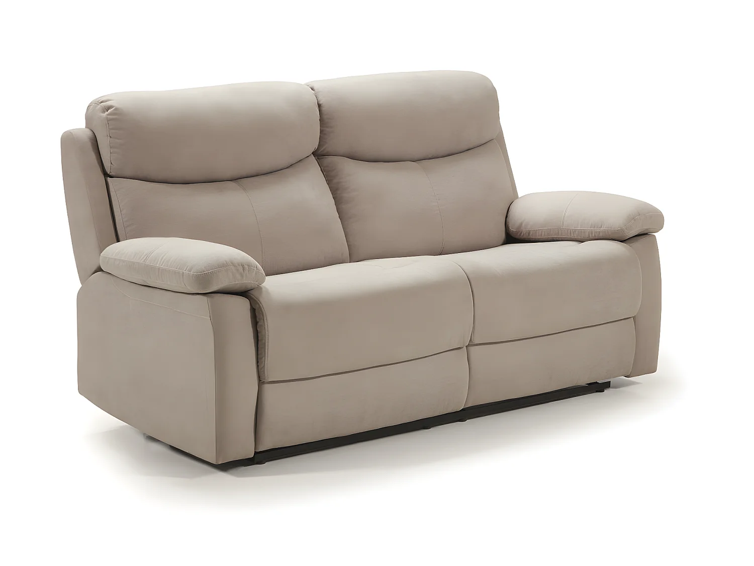 Ensemble canapé 3 places relax manuel + canapé de 2 places fixe en tissu couleur Crème