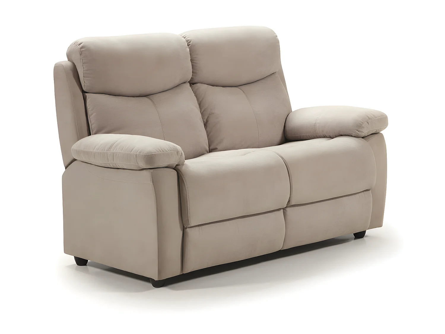 Ensemble canapé 3 places relax manuel + canapé de 2 places fixe en tissu couleur Crème