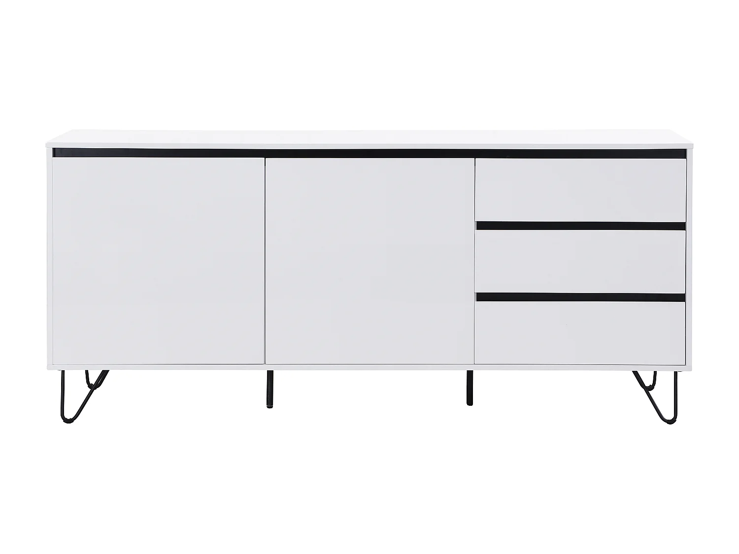 Sideboard mit 2 Türen & 3 Schubladen - MDF & Stahl - Weiß & Schwarz - ABUJA von Pascal Morabito