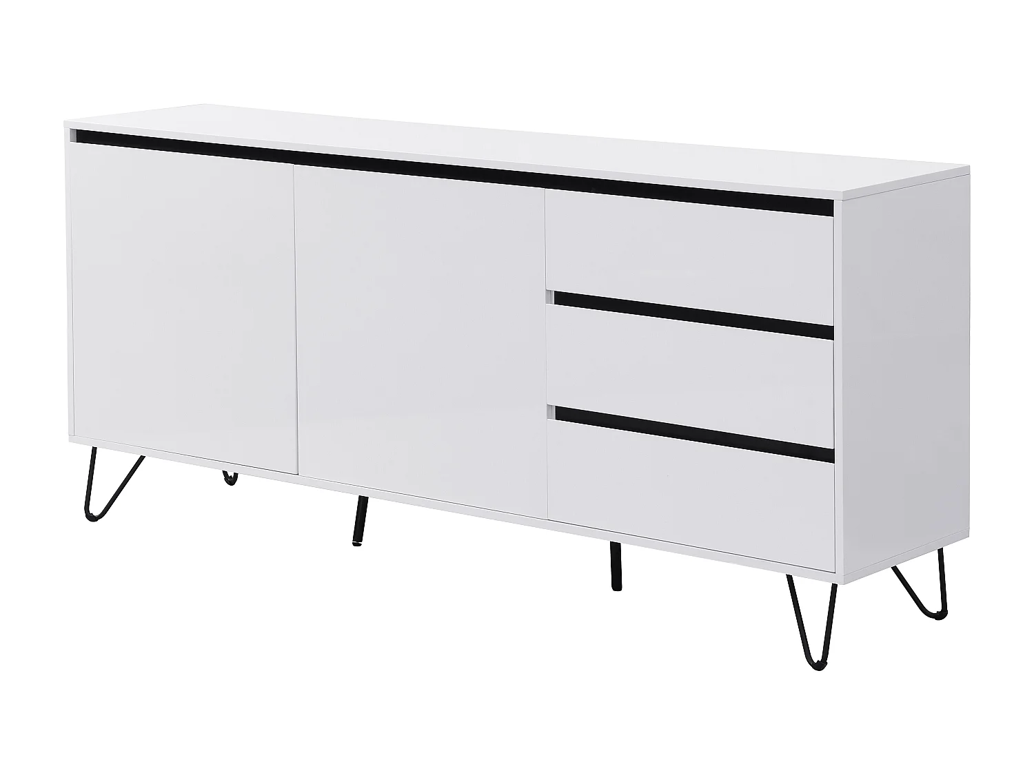 Sideboard mit 2 Türen & 3 Schubladen - MDF & Stahl - Weiß & Schwarz - ABUJA von Pascal Morabito