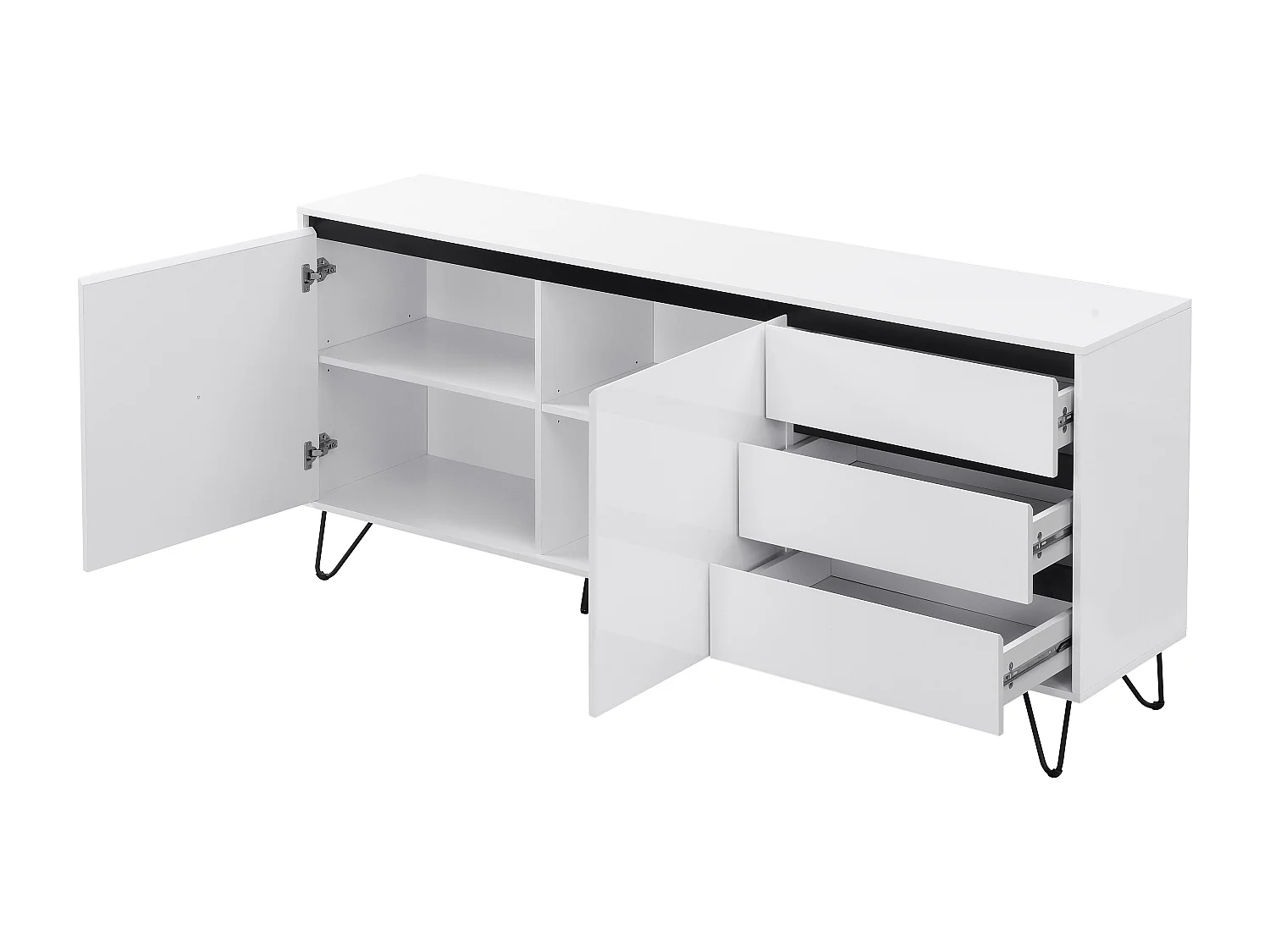 Sideboard mit 2 Türen & 3 Schubladen - MDF & Stahl - Weiß & Schwarz - ABUJA von Pascal Morabito