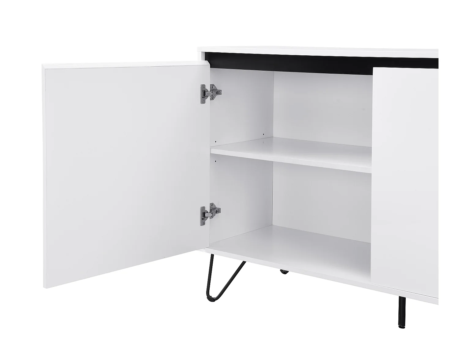 Aparador con 2 puertas y 3 cajones de MDF y acero - Blanco y negro - ABUJA de Pascal Morabito