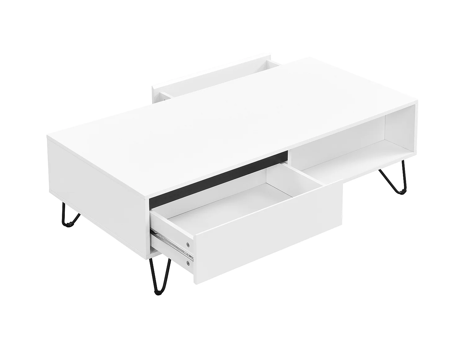 Couchtisch mit 2 Schubladen & 2 Ablagefächern - MDF & Stahl - Weiß & Schwarz - ABUJA von Pascal Morabito