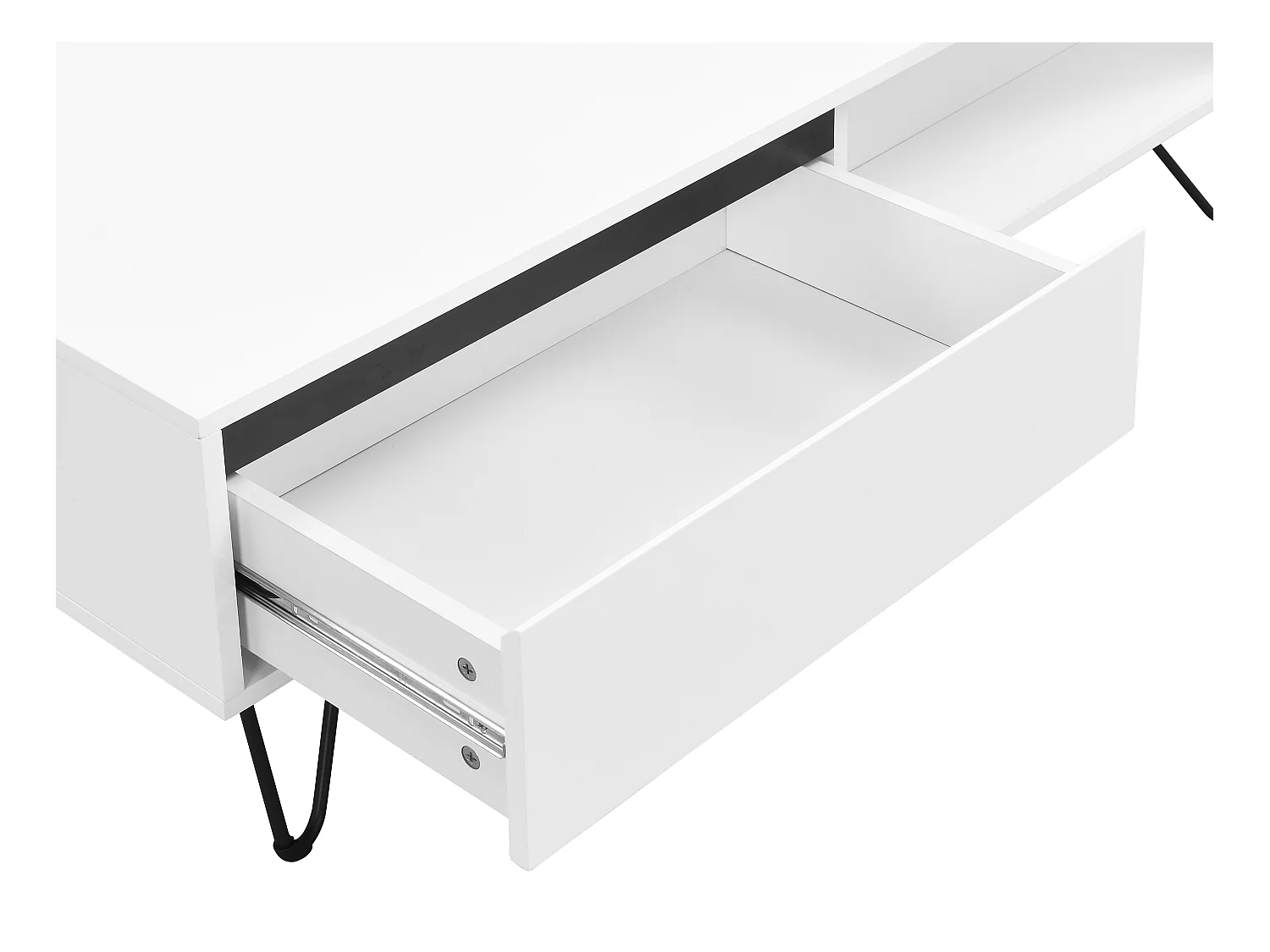 Couchtisch mit 2 Schubladen & 2 Ablagefächern - MDF & Stahl - Weiß & Schwarz - ABUJA von Pascal Morabito
