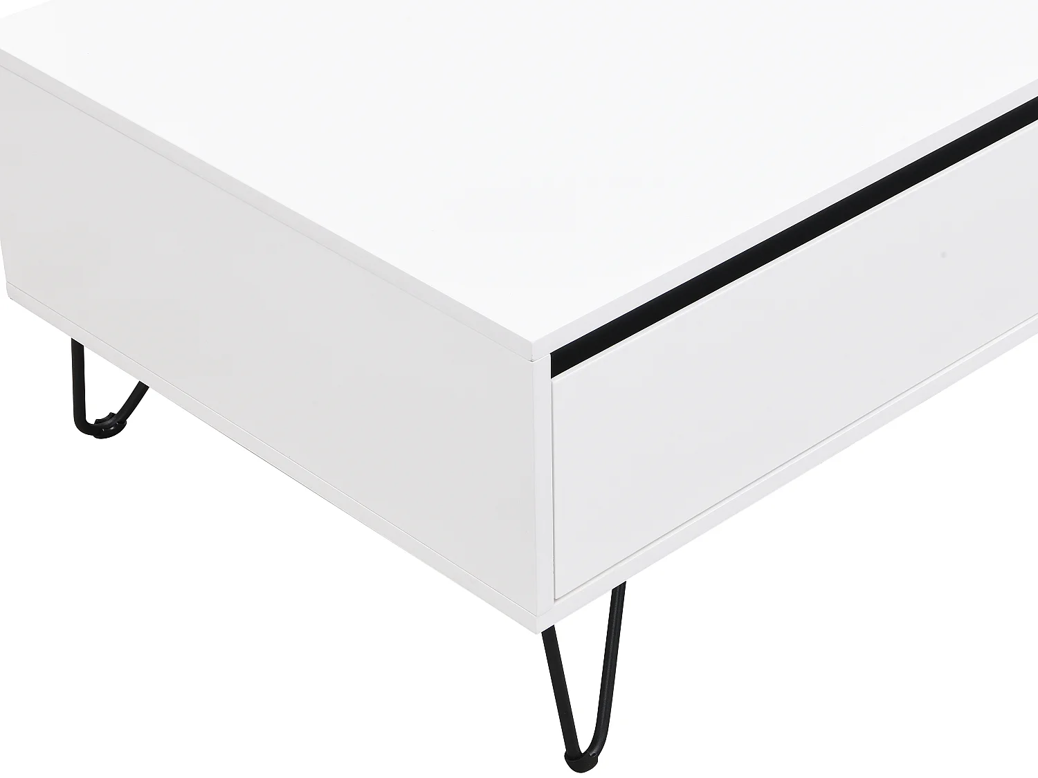 Couchtisch mit 2 Schubladen & 2 Ablagefächern - MDF & Stahl - Weiß & Schwarz - ABUJA von Pascal Morabito