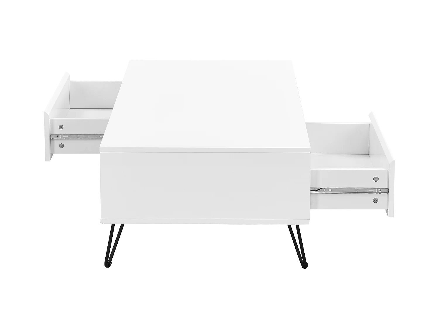 Couchtisch mit 2 Schubladen & 2 Ablagefächern - MDF & Stahl - Weiß & Schwarz - ABUJA von Pascal Morabito