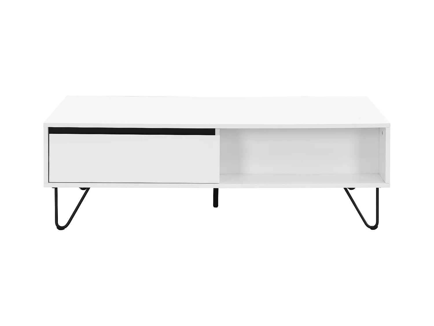 Mesa de centro con 2 cajones y 2 estantes de MDF y acero - Blanco y negro - ABUJA de Pascal Morabito