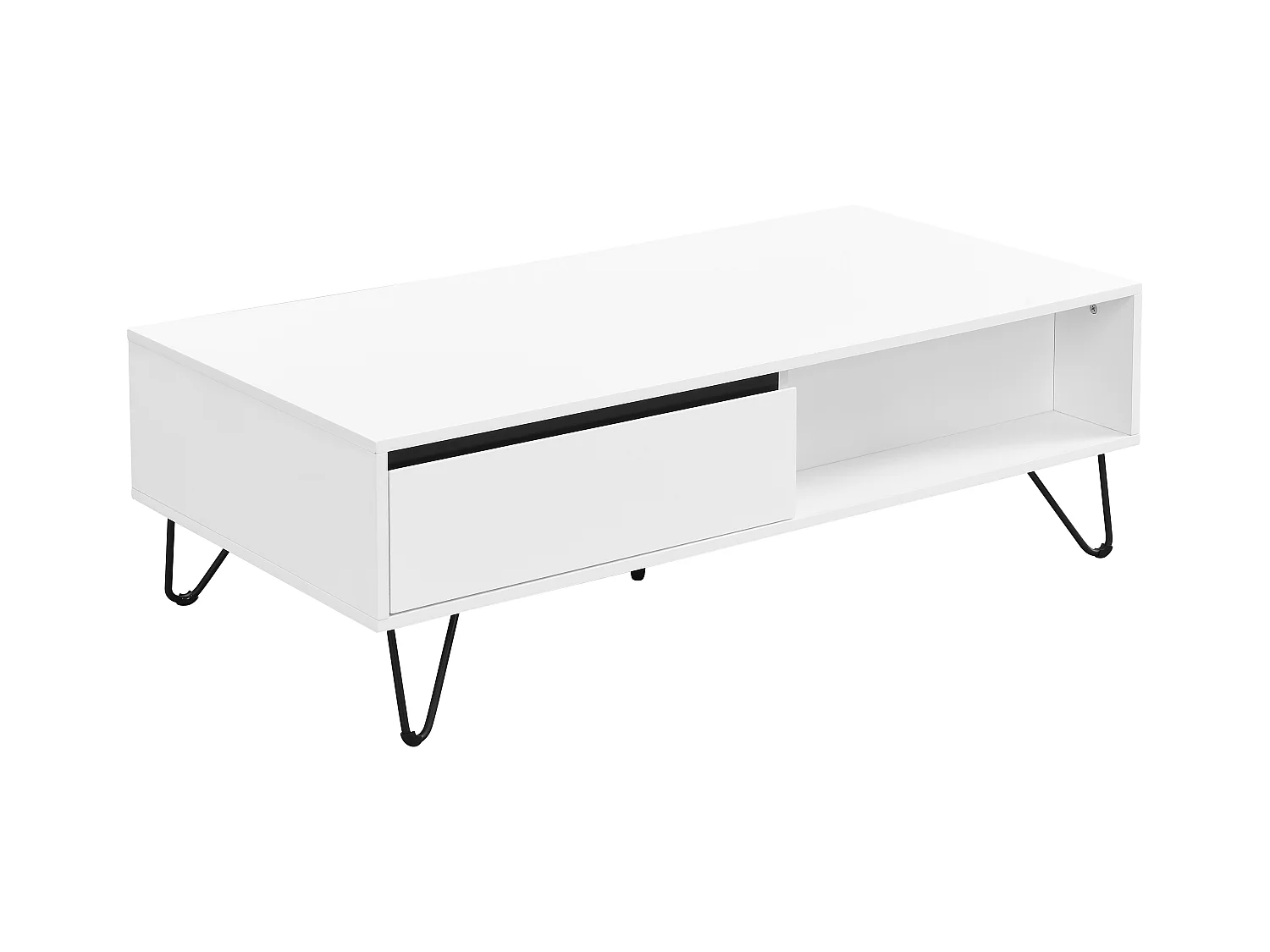 Mesa de centro con 2 cajones y 2 estantes de MDF y acero - Blanco y negro - ABUJA de Pascal Morabito