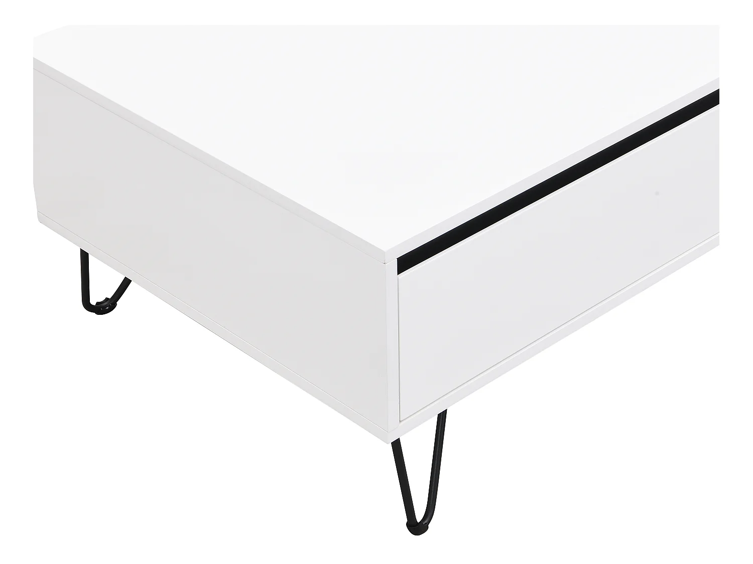 Mesa de centro con 2 cajones y 2 estantes de MDF y acero - Blanco y negro - ABUJA de Pascal Morabito