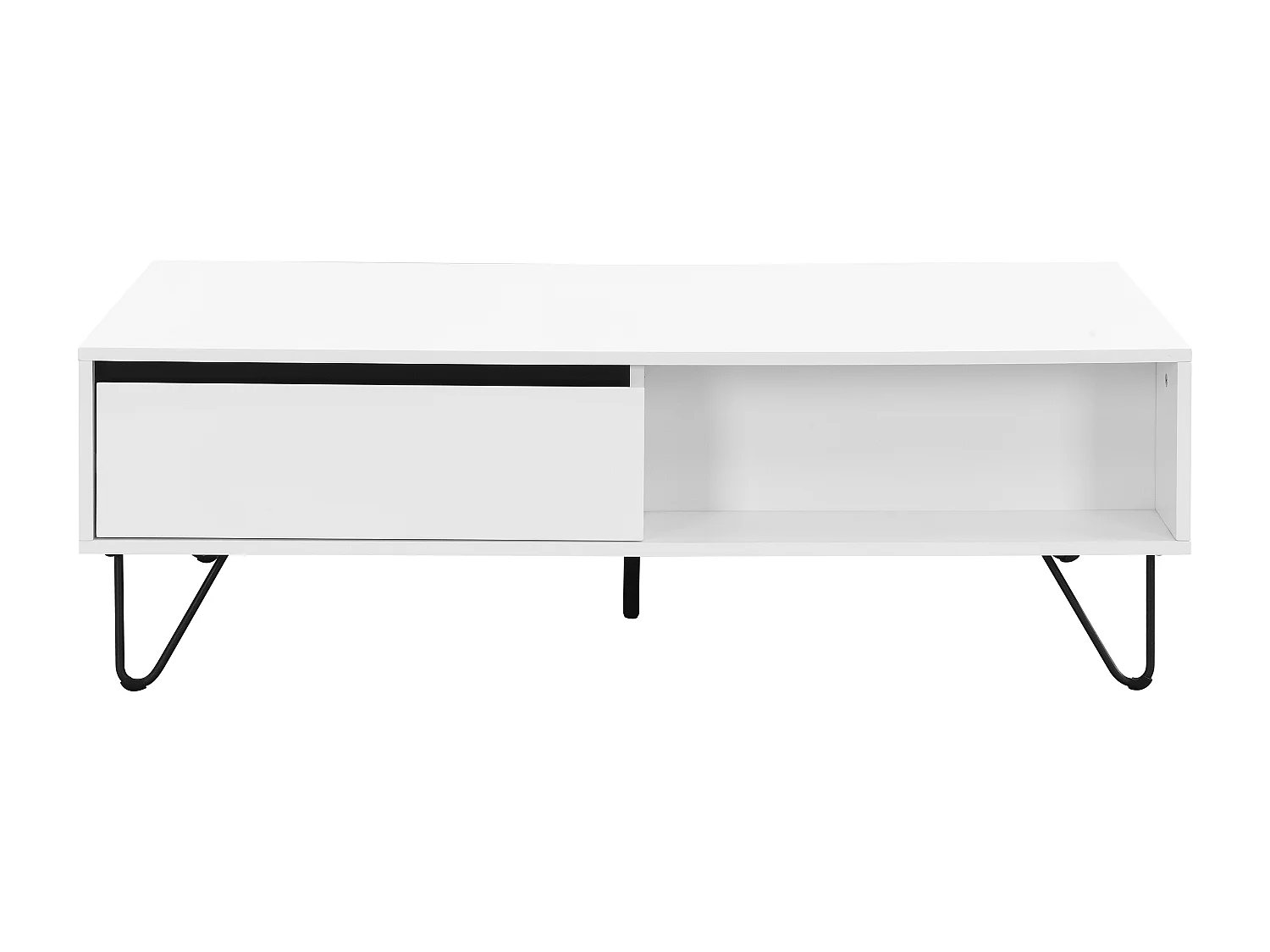 Couchtisch mit 2 Schubladen & 2 Ablagefächern - MDF & Stahl - Weiß & Schwarz - ABUJA von Pascal Morabito